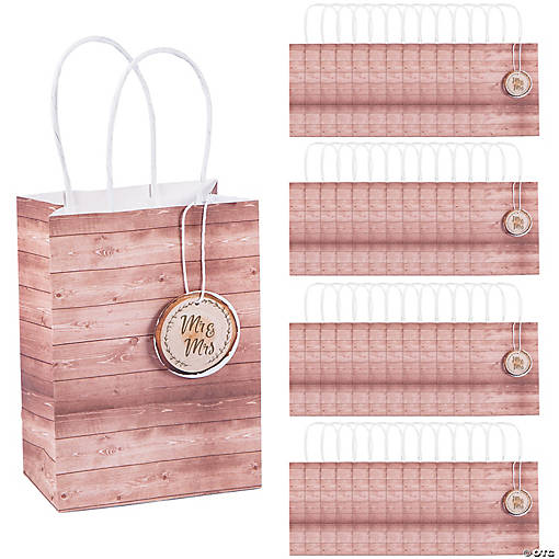 Bulk 48 Pc. Small Rustic Wedding Gift Bags with Tag