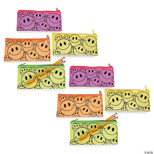Bulk 48 Pc. Smile Face Pencil Cases