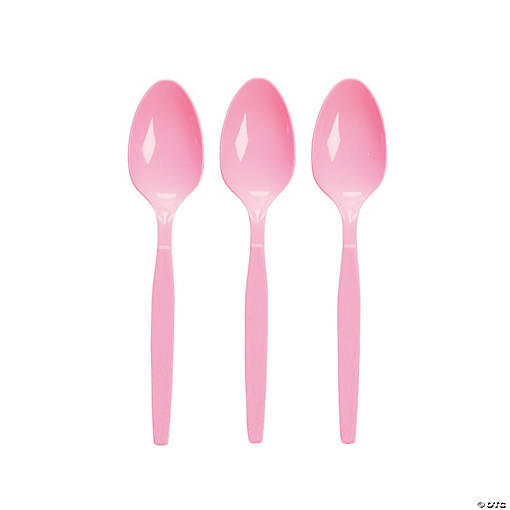 Bulk  50 Ct. Candy Pink Plastic Spoons