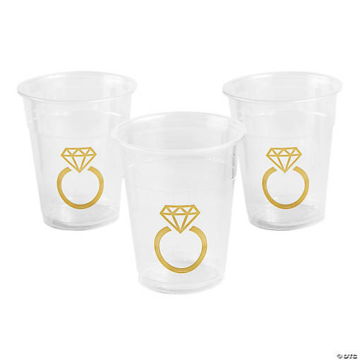 Bulk  50 Ct. Diamond Ring Clear Plastic Cups
