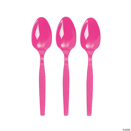 Bulk  50 Ct. Hot Pink Plastic Spoons