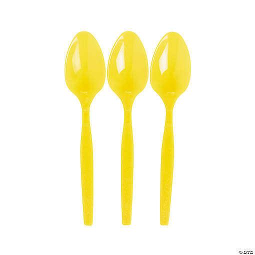Bulk  50 Ct. Lemon Yellow Plastic Spoons