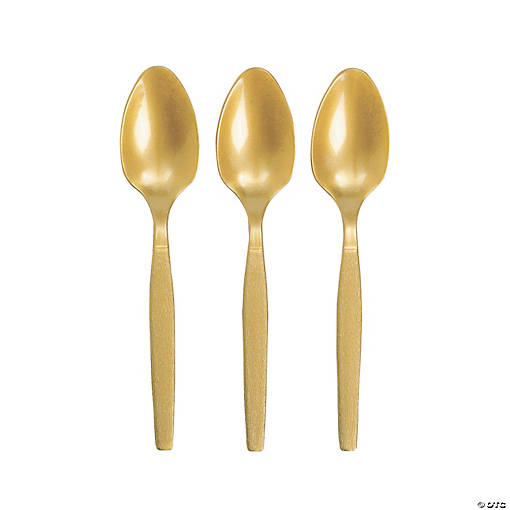 Bulk  50 Ct. Metallic Gold Plastic Spoons