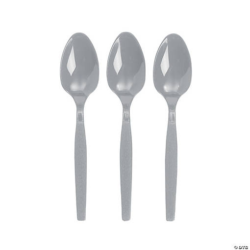 Bulk  50 Ct. Metallic Silver Plastic Spoons