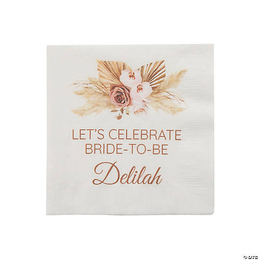 Bulk 50 Ct. Personalized Boho Neutral Beverage Napkins