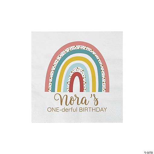 Bulk 50 Ct. Personalized Boho Rainbow Beverage Napkins