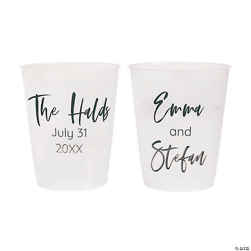 Bulk 50 Ct. Personalized Double-Sided Script Name Clear Frosted Reusable Plastic Cups