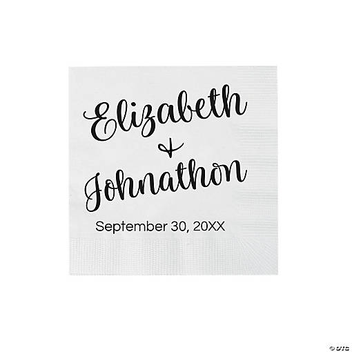 Bulk 50 Ct. Personalized Modern Script Wedding Beverage Napkins