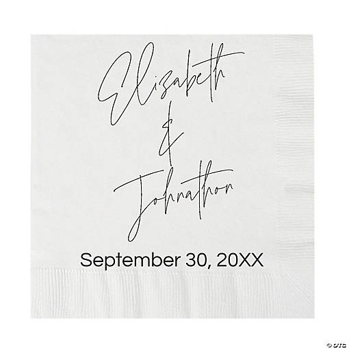 Bulk 50 Ct. Personalized Modern Script Wedding Luncheon Napkins