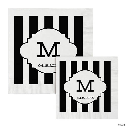 Bulk 50 Ct. Personalized Monogram Stripe Napkins
