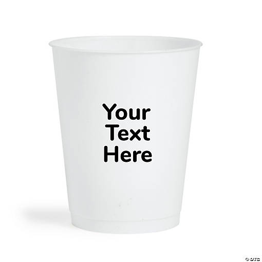 Bulk 50 Ct. Personalized Open Text White Stadium Cups
