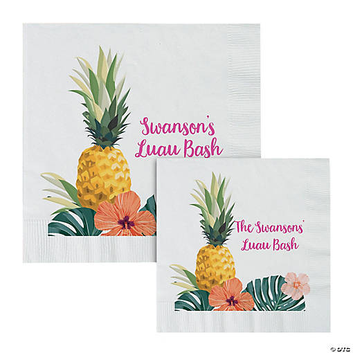 Bulk 50 Ct. Personalized Pineapple Luau Napkins