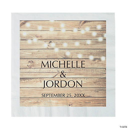 Bulk 50 Ct. Personalized Rustic Wedding Luncheon Napkins