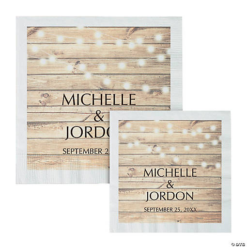 Bulk 50 Ct. Personalized Rustic Wedding Napkins