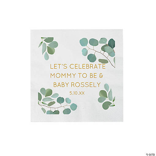 Bulk 50 Ct. Personalized Simple Eucalyptus Beverage Napkins