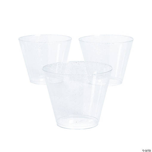 Bulk  50 Ct. Silver Glitter Plastic Cups