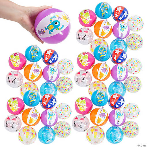 Bulk 50 Pc. Mini Inflatable Patterned 5" Vinyl Beach Ball Assortment