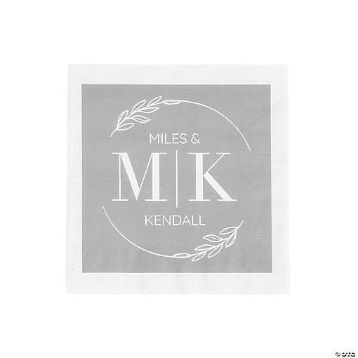 Bulk 50 Pc. Personalized Modern Initials Beverage Napkins