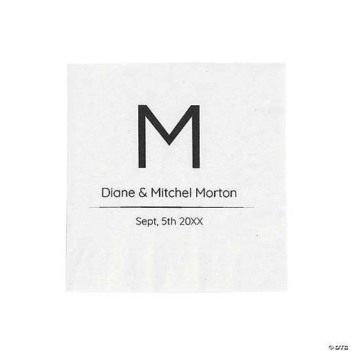Bulk 50 Pc. Personalized Modern Monogram Beverage Napkins