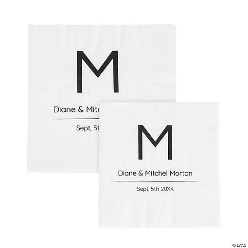 Bulk 50 Pc. Personalized Modern Monogram Napkins