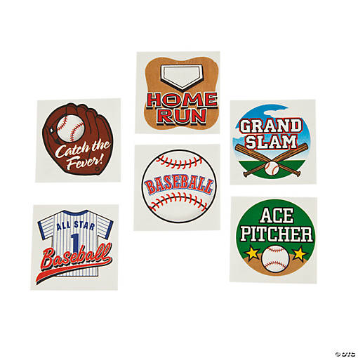 Bulk 72 Pc. Baseball Temporary Tattoos - 72 Pc.