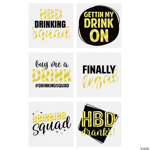 Bulk 72 Pc. Drinking Squad Party Temporary Tattoos