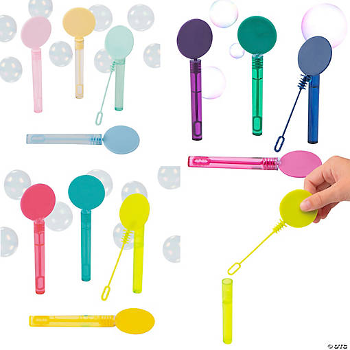 Bulk 72 Pc. Mini Flat Top Colorful Plastic Bubble Tubes