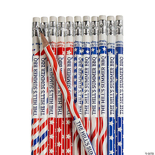 Bulk 72 Pc. Personalized Patriotic Patterns Pencils