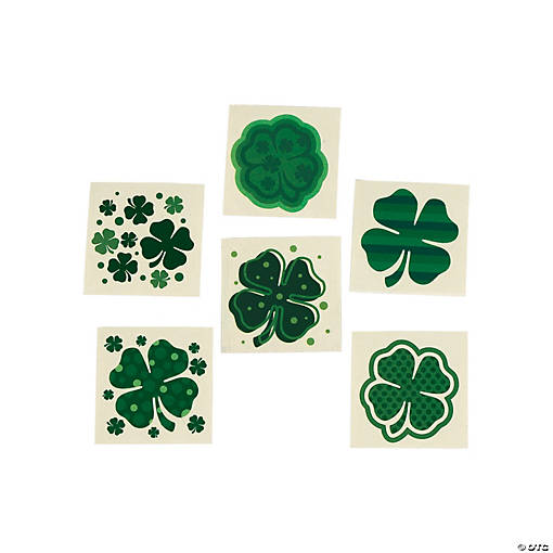 Bulk 72 Pc. St. Patrick's Day Four-Leaf Clover Patterned Tattoos