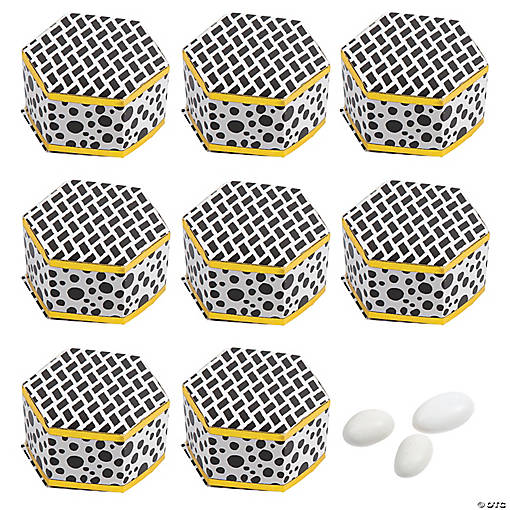 Bulk 96 Pc. Modern Mixed Pattern Hexagon Favor Boxes