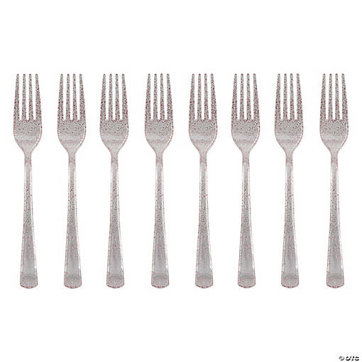 Bulk 96 Pc. Pink Glitter Plastic Forks