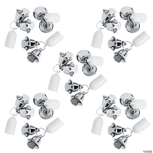 Bulk 96 Pc. Silver Wedding Bell Pencil Caps