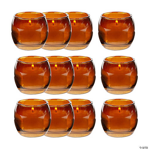 Bulk Amber Candle Holders - 12 Pc.