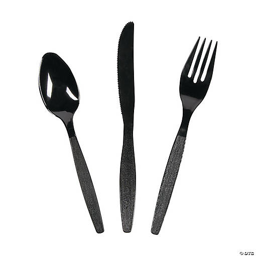 Bulk Black Plastic Cutlery Set
