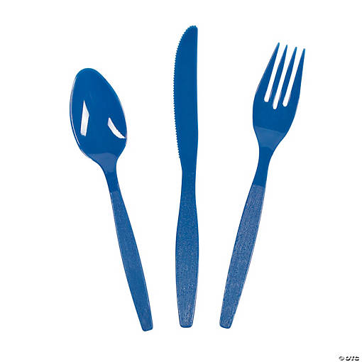 Bulk Blue Plastic Cutlery Sets for 70