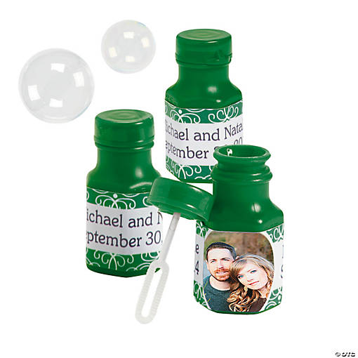 Bulk Custom Photo Mini Green Bubble Bottles - 48 Pc.