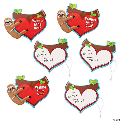 Bulk Sloth Bendable Valentine Exchanges with Card for 48