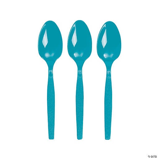 Bulk Turquoise Plastic Spoons - 50 Ct.