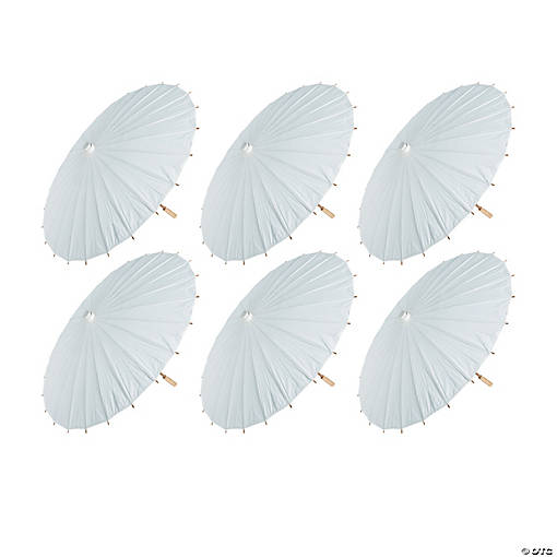 Bulk White Parasols - 12 Pc.