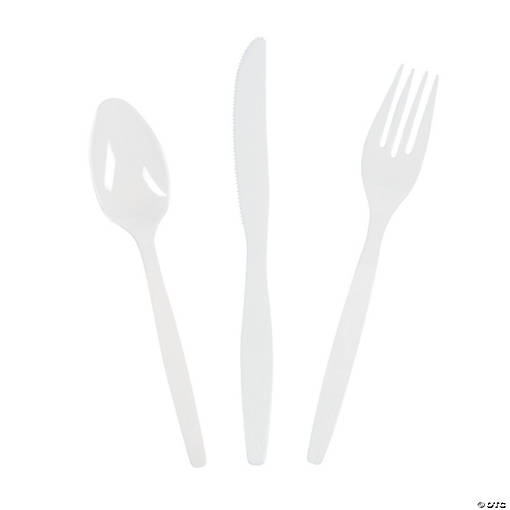 Bulk White Plastic Cutlery Sets for 70