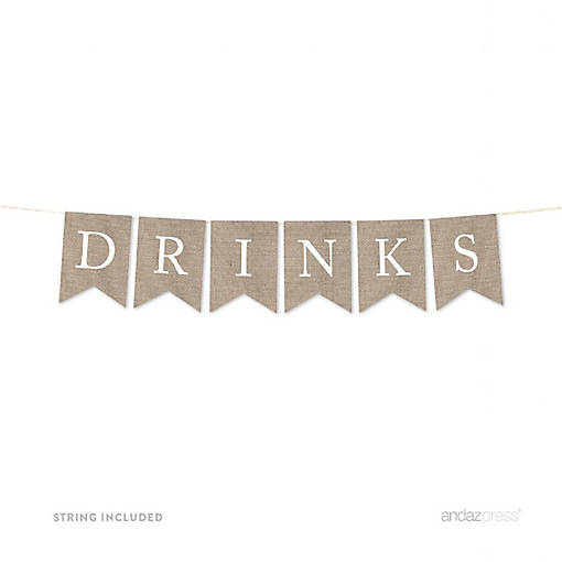 Burlap Drinks Banner - 4 x 5.5 Inch