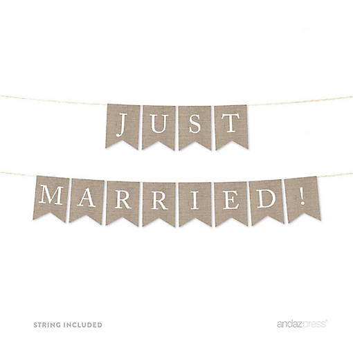 Burlap Just Married - 4 x 5.5 Inch