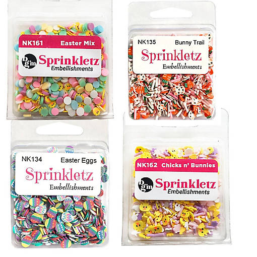 Buttons Galore and More Sprinkletz - Tiny Polymer Clay Embellishments - Easter Bundle 48 grams