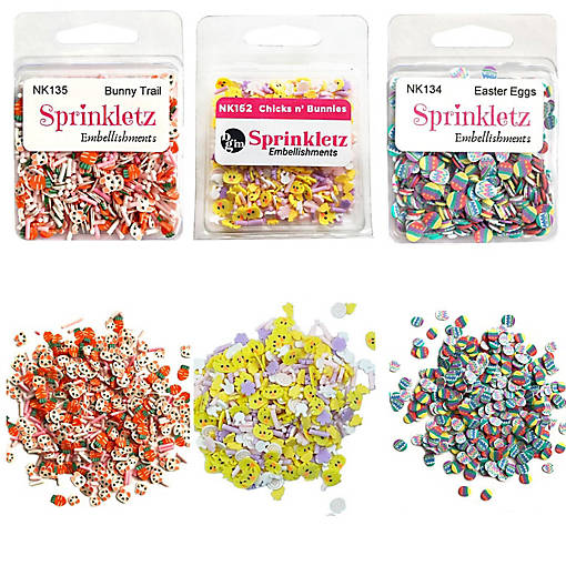 Buttons Galore and More Sprinkletz - Tiny Polymer Clay Embellishments - Easter Bundle 60 grams