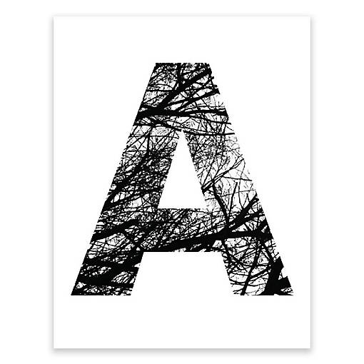 BW Tree Branches Letter A 8.5x11
