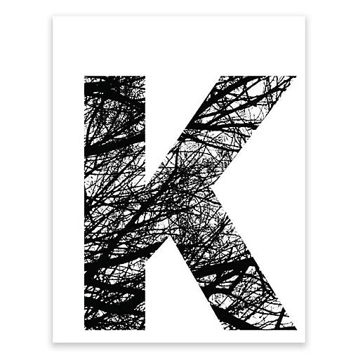 BW Tree Branches Letter K 8.5x11