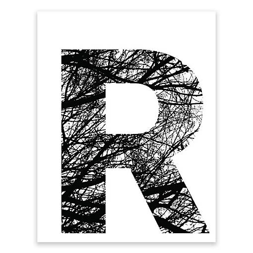 BW Tree Branches Letter R 8.5x11