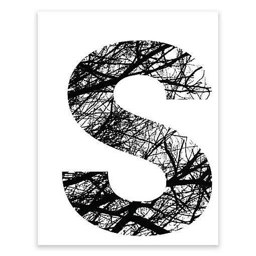 BW Tree Branches Letter S 8.5x11
