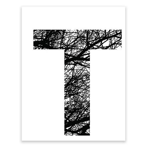 BW Tree Branches Letter T 8.5x11