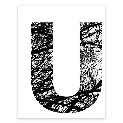 BW Tree Branches Letter U 8.5x11